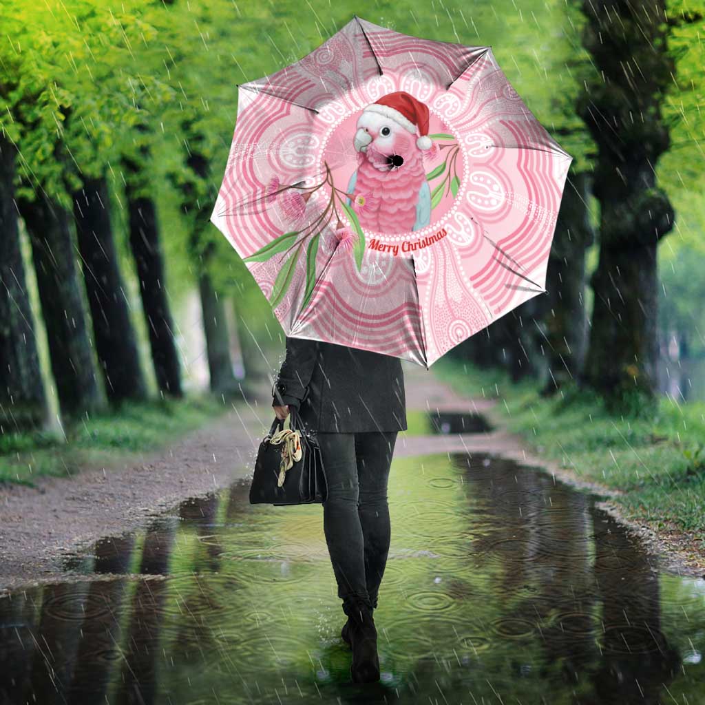 Funny Pink Galah Australia Christmas Umbrella Eucalyptus Blossoms Aboriginal Art - Aussie Hoodie