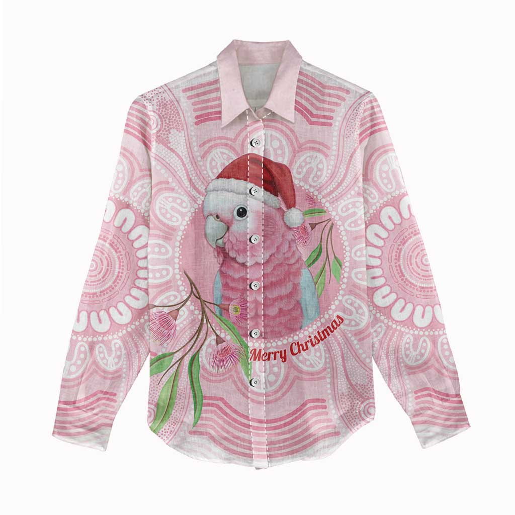 Funny Pink Galah Australia Christmas Women Casual Shirt Eucalyptus Blossoms Aboriginal Art - Aussie Hoodie
