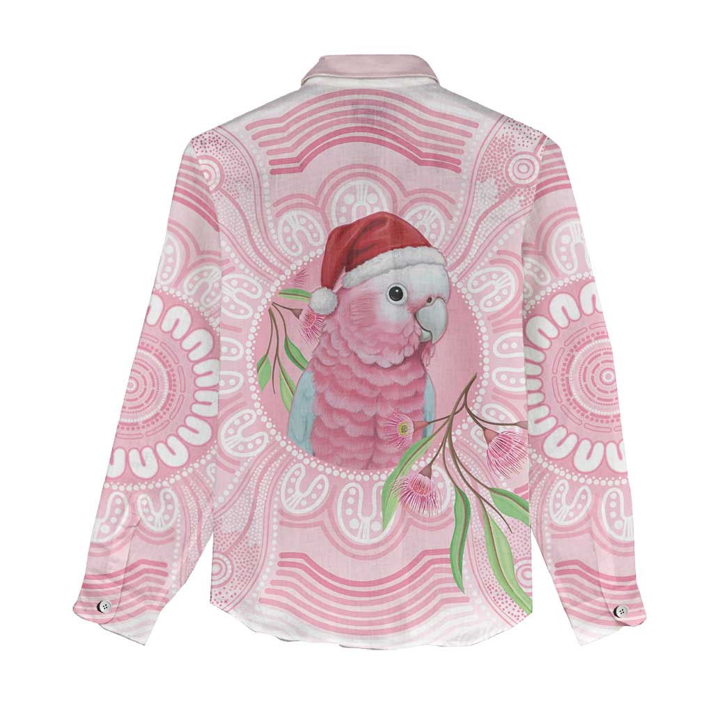 Funny Pink Galah Australia Christmas Women Casual Shirt Eucalyptus Blossoms Aboriginal Art - Aussie Hoodie