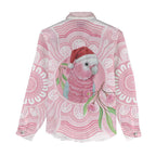 Funny Pink Galah Australia Christmas Women Casual Shirt Eucalyptus Blossoms Aboriginal Art - Aussie Hoodie