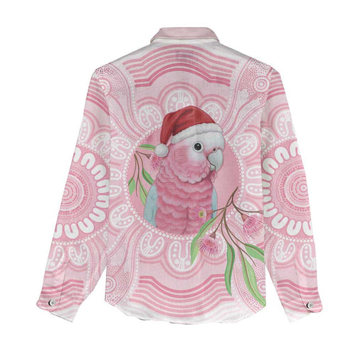 Funny Pink Galah Australia Christmas Women Casual Shirt Eucalyptus Blossoms Aboriginal Art - Aussie Hoodie