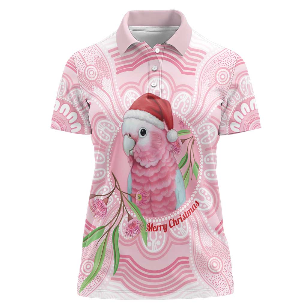 Funny Pink Galah Australia Christmas Women Polo Shirt Eucalyptus Blossoms Aboriginal Art - Aussie Hoodie