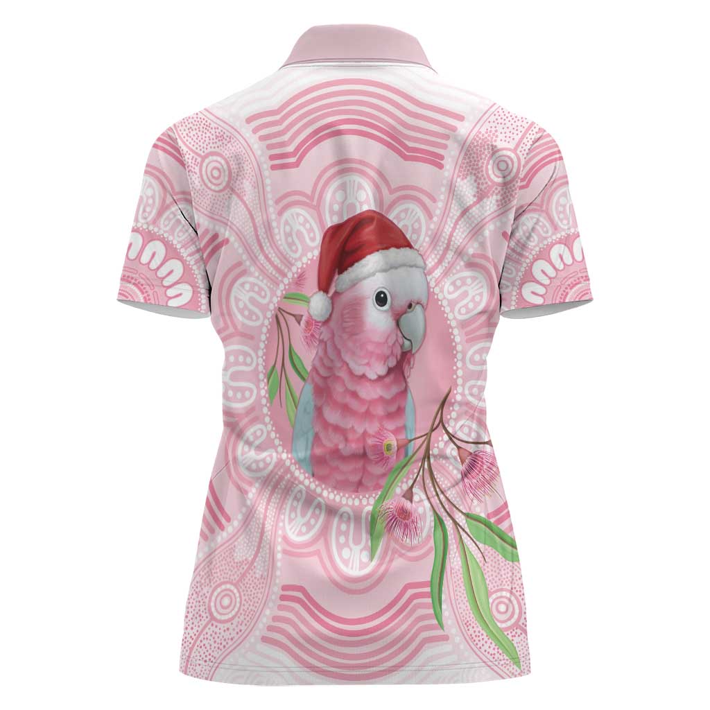 Funny Pink Galah Australia Christmas Women Polo Shirt Eucalyptus Blossoms Aboriginal Art - Aussie Hoodie