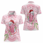 Funny Pink Galah Australia Christmas Women Polo Shirt Eucalyptus Blossoms Aboriginal Art - Aussie Hoodie