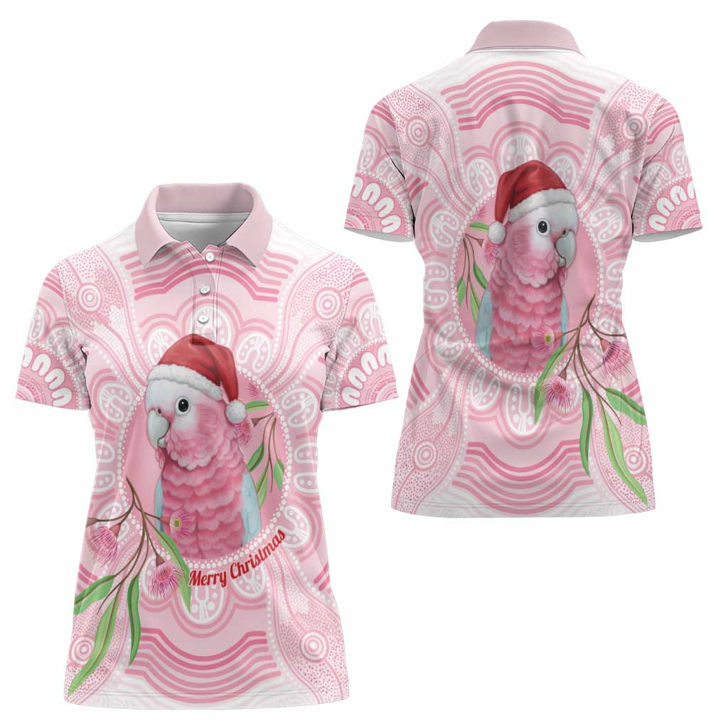 Funny Pink Galah Australia Christmas Women Polo Shirt Eucalyptus Blossoms Aboriginal Art - Aussie Hoodie