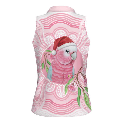 Funny Pink Galah Australia Christmas Women Sleeveless Polo Shirt Eucalyptus Blossoms Aboriginal Art - Aussie Hoodie