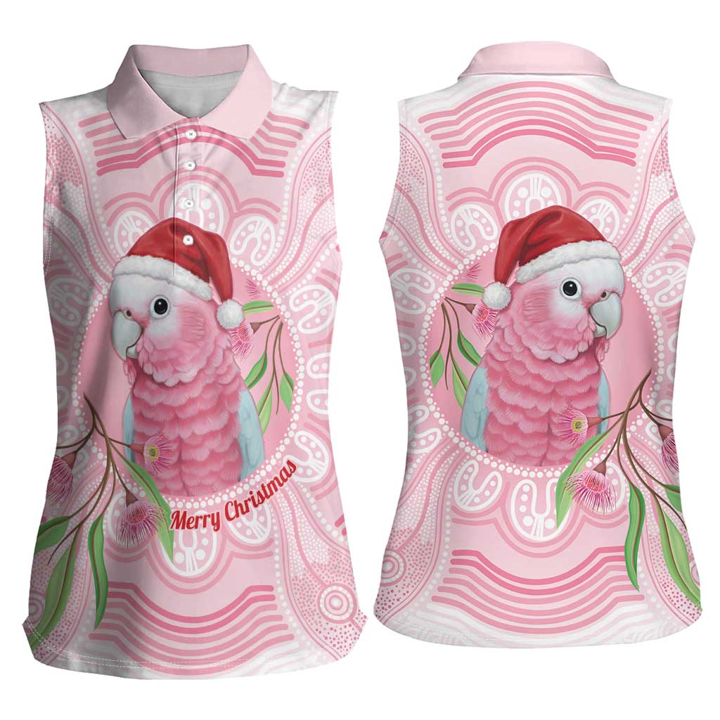 Funny Pink Galah Australia Christmas Women Sleeveless Polo Shirt Eucalyptus Blossoms Aboriginal Art - Aussie Hoodie