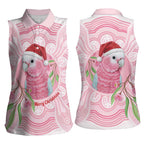 Funny Pink Galah Australia Christmas Women Sleeveless Polo Shirt Eucalyptus Blossoms Aboriginal Art - Aussie Hoodie