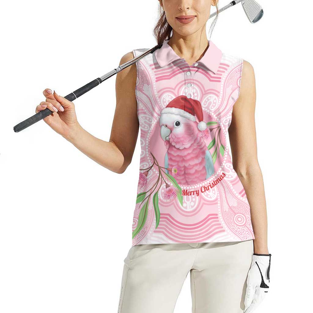 Funny Pink Galah Australia Christmas Women Sleeveless Polo Shirt Eucalyptus Blossoms Aboriginal Art - Aussie Hoodie