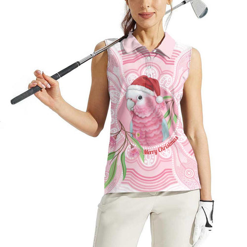 Funny Pink Galah Australia Christmas Women Sleeveless Polo Shirt Eucalyptus Blossoms Aboriginal Art - Aussie Hoodie