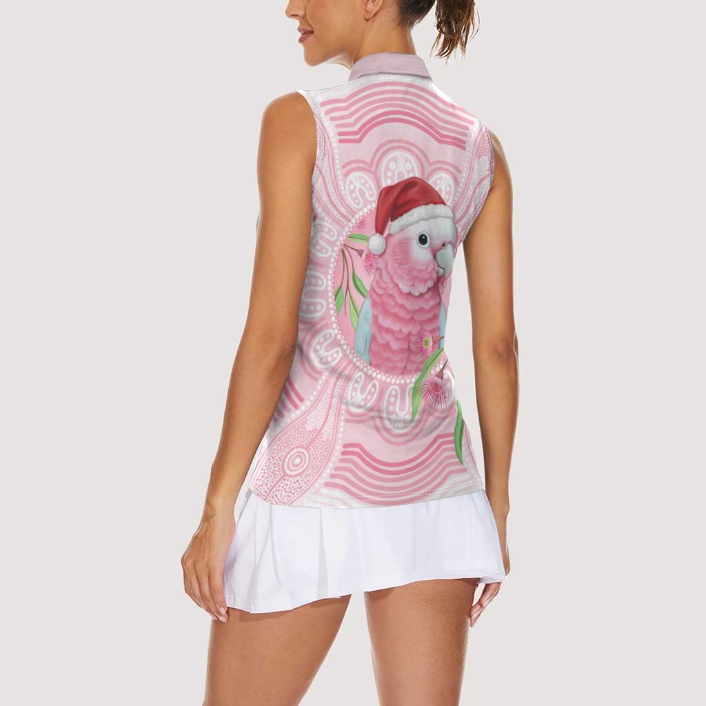 Funny Pink Galah Australia Christmas Women Sleeveless Polo Shirt Eucalyptus Blossoms Aboriginal Art - Aussie Hoodie