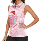Funny Pink Galah Australia Christmas Women Sleeveless Polo Shirt Eucalyptus Blossoms Aboriginal Art - Aussie Hoodie