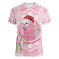 Funny Pink Galah Australia Christmas Women V-Neck T-Shirt Eucalyptus Blossoms Aboriginal Art - Aussie Hoodie