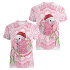 Funny Pink Galah Australia Christmas Women V-Neck T-Shirt Eucalyptus Blossoms Aboriginal Art - Aussie Hoodie