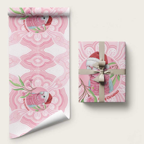 Funny Pink Galah Australia Christmas Wrapping Paper Eucalyptus Blossoms Aboriginal Art - Aussie Hoodie