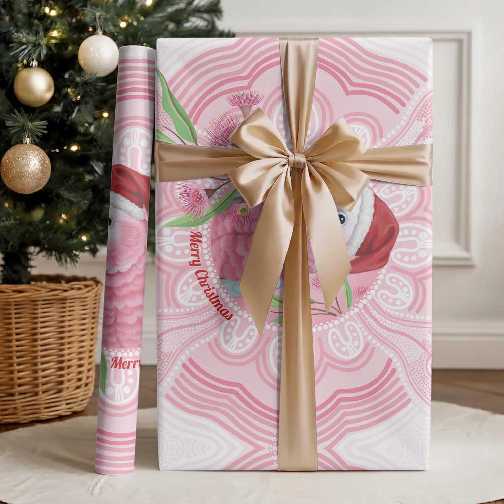 Funny Pink Galah Australia Christmas Wrapping Paper Eucalyptus Blossoms Aboriginal Art - Aussie Hoodie
