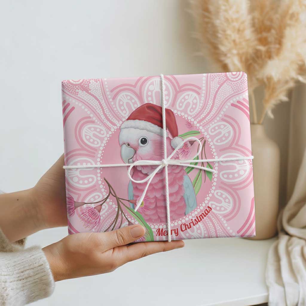 Funny Pink Galah Australia Christmas Wrapping Paper Eucalyptus Blossoms Aboriginal Art - Aussie Hoodie