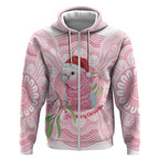 Funny Pink Galah Australia Christmas Zip Hoodie Eucalyptus Blossoms Aboriginal Art - Aussie Hoodie