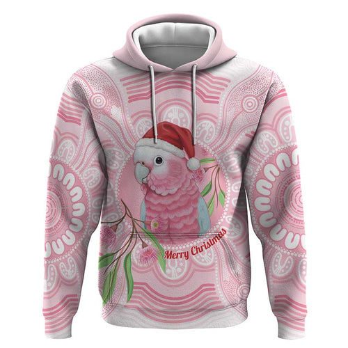 Funny Pink Galah Australia Christmas Zip Hoodie Eucalyptus Blossoms Aboriginal Art - Aussie Hoodie