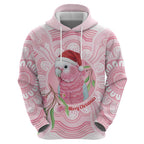 Funny Pink Galah Australia Christmas Zip Hoodie Eucalyptus Blossoms Aboriginal Art - Aussie Hoodie