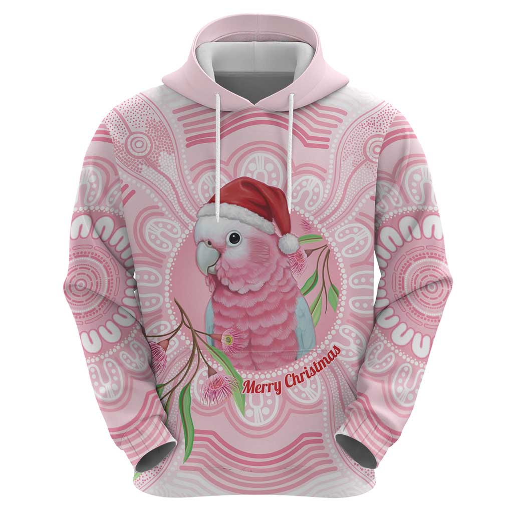 Funny Pink Galah Australia Christmas Zip Hoodie Eucalyptus Blossoms Aboriginal Art - Aussie Hoodie
