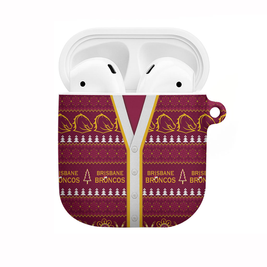 Brisbane Broncos Rugby Christmas AirPods Case Aboriginal Seamless Cardigan Inspired