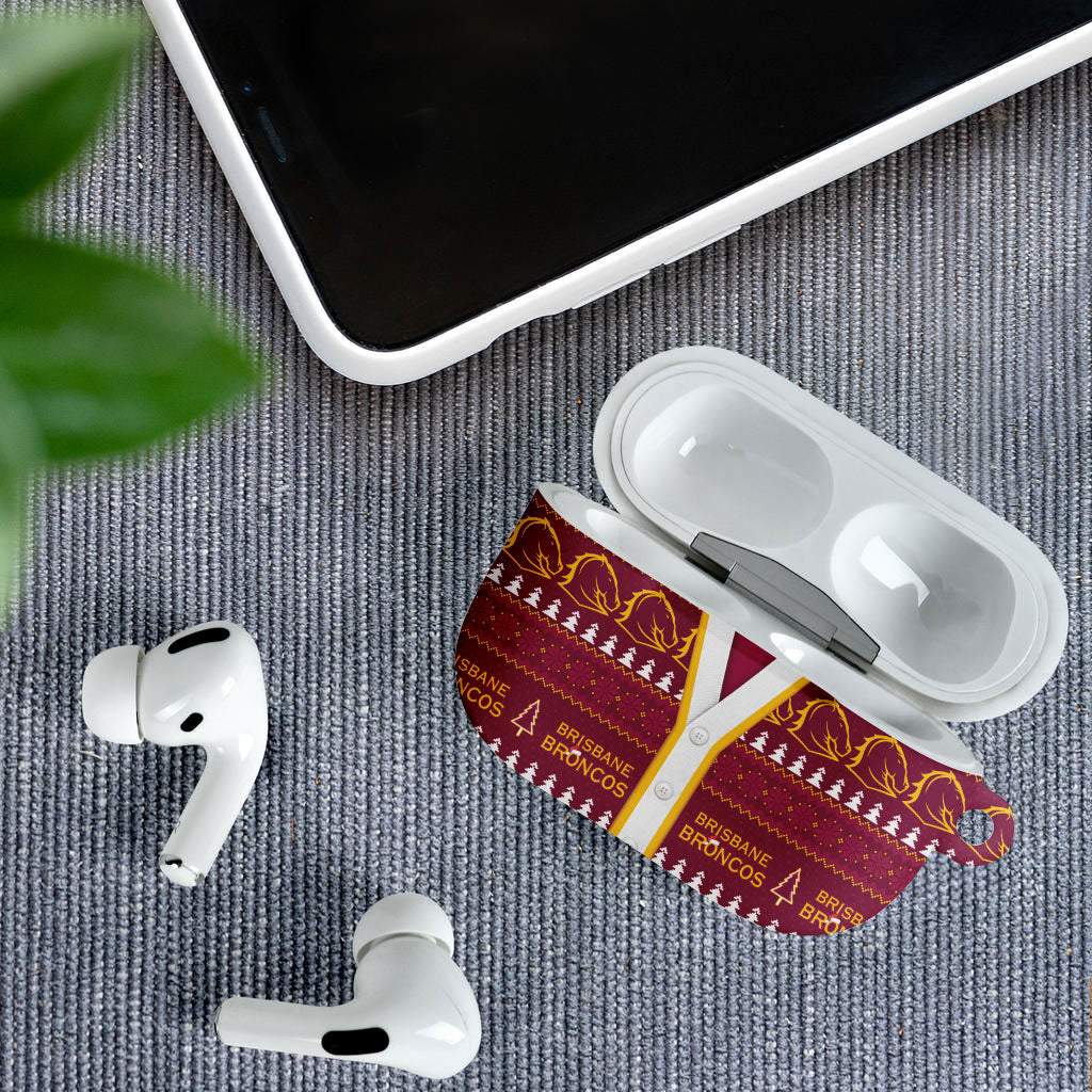 Brisbane Broncos Rugby Christmas AirPods Case Aboriginal Seamless Cardigan Inspired