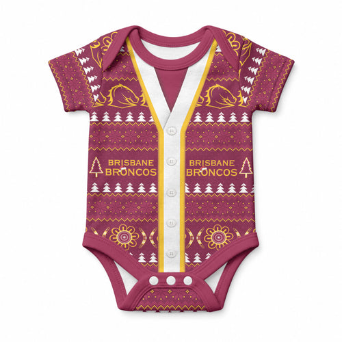 Brisbane Broncos Rugby Christmas Baby Onesie Aboriginal Seamless Cardigan Inspired