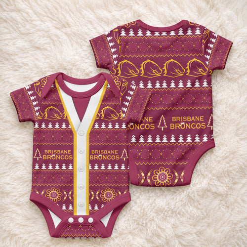 Brisbane Broncos Rugby Christmas Baby Onesie Aboriginal Seamless Cardigan Inspired