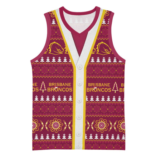 Brisbane Broncos Rugby Christmas Basketball Jersey Aboriginal Seamless Cardigan Inspired
