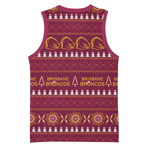 Brisbane Broncos Rugby Christmas Basketball Jersey Aboriginal Seamless Cardigan Inspired