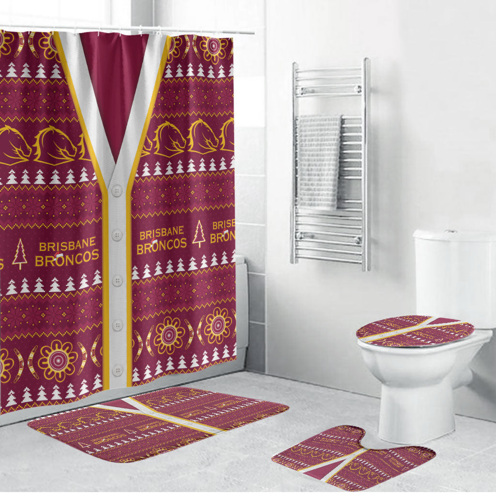 Brisbane Broncos Rugby Christmas Bathroom Set Aboriginal Seamless Cardigan Inspired