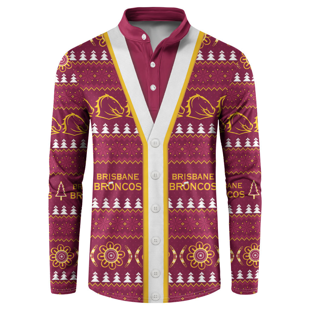 Brisbane Broncos Rugby Christmas Button Sweatshirt Aboriginal Seamless Cardigan Inspired