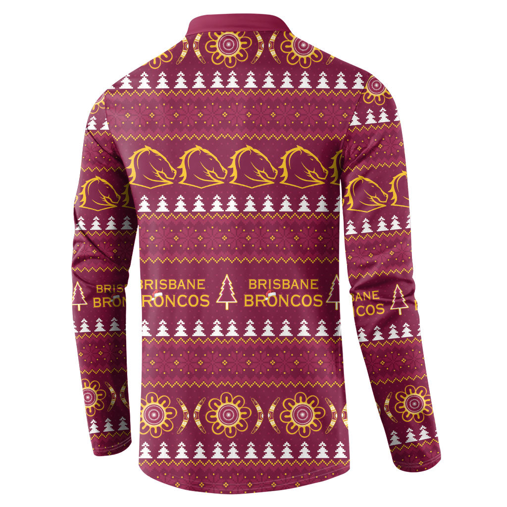 Brisbane Broncos Rugby Christmas Button Sweatshirt Aboriginal Seamless Cardigan Inspired