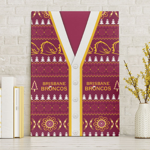 Brisbane Broncos Rugby Christmas Canvas Wall Art Aboriginal Seamless Cardigan Inspired
