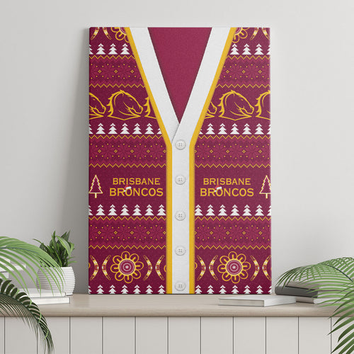 Brisbane Broncos Rugby Christmas Canvas Wall Art Aboriginal Seamless Cardigan Inspired