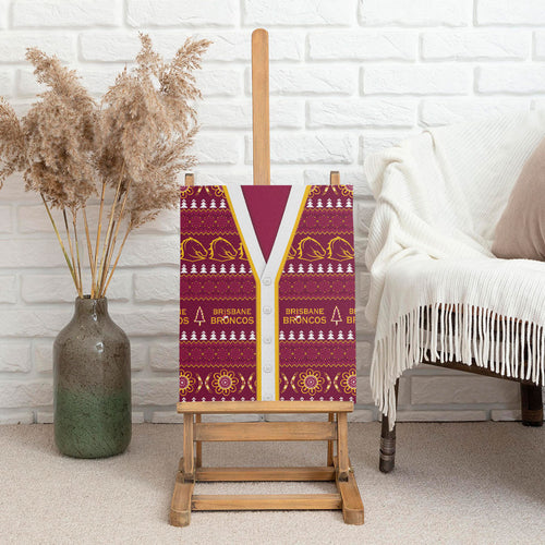 Brisbane Broncos Rugby Christmas Canvas Wall Art Aboriginal Seamless Cardigan Inspired