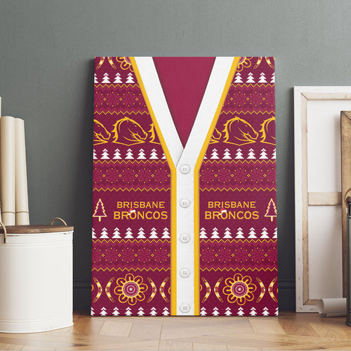 Brisbane Broncos Rugby Christmas Canvas Wall Art Aboriginal Seamless Cardigan Inspired