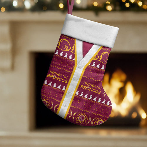 Brisbane Broncos Rugby Christmas Stocking Aboriginal Seamless Cardigan Inspired