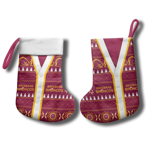Brisbane Broncos Rugby Christmas Stocking Aboriginal Seamless Cardigan Inspired