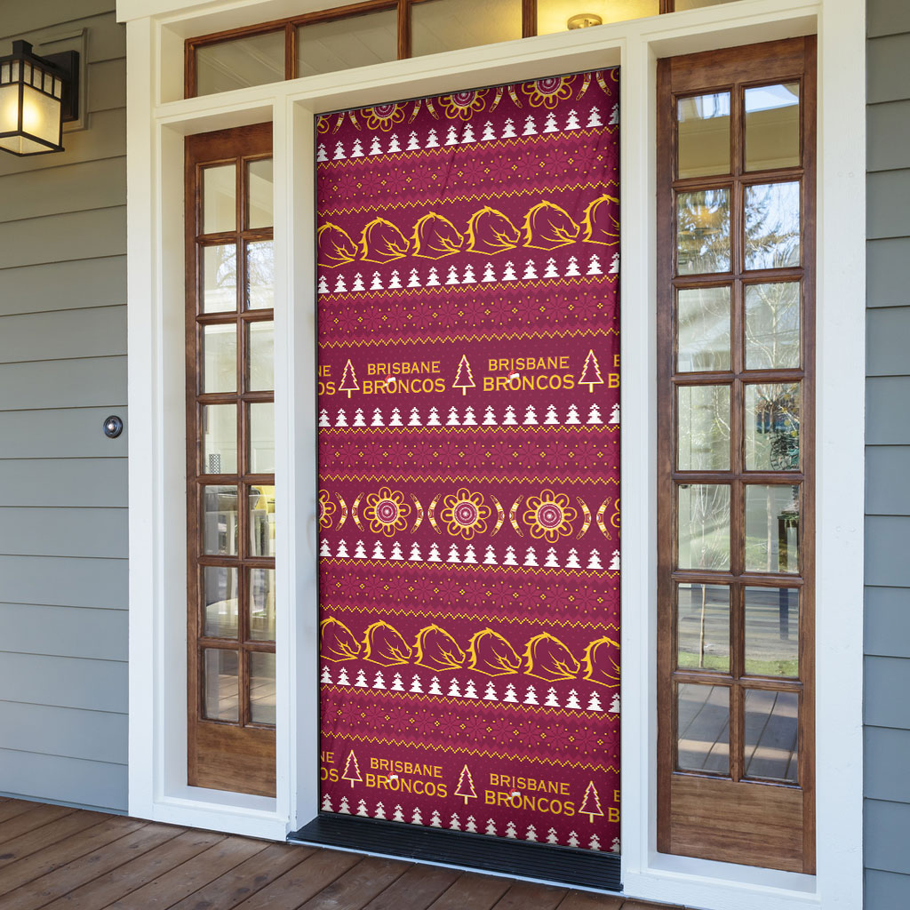 Brisbane Broncos Rugby Christmas Door Cover Aboriginal Seamless Cardigan Inspired