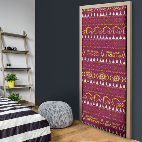Brisbane Broncos Rugby Christmas Door Cover Aboriginal Seamless Cardigan Inspired