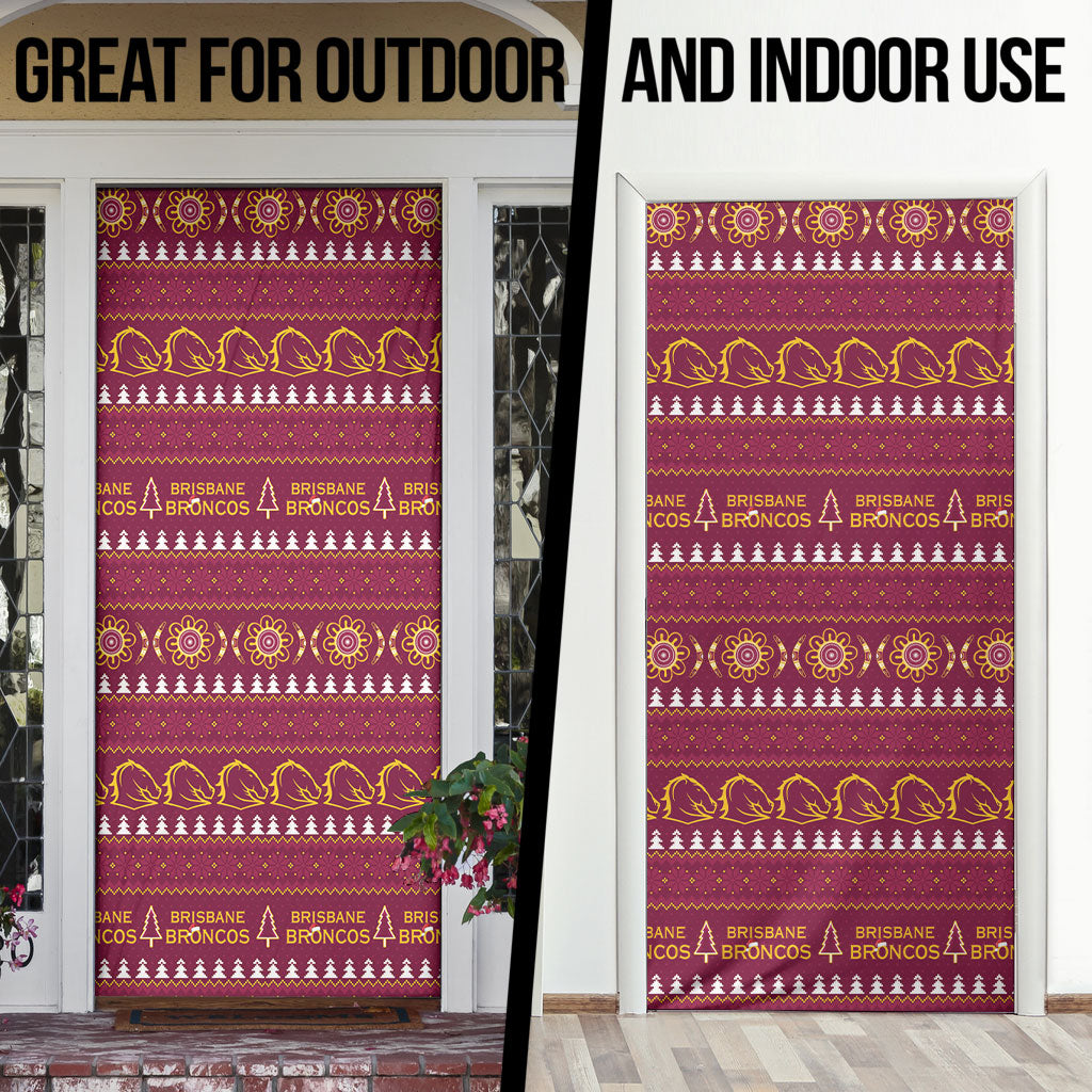 Brisbane Broncos Rugby Christmas Door Cover Aboriginal Seamless Cardigan Inspired