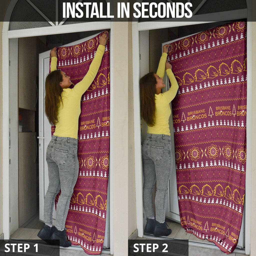 Brisbane Broncos Rugby Christmas Door Cover Aboriginal Seamless Cardigan Inspired