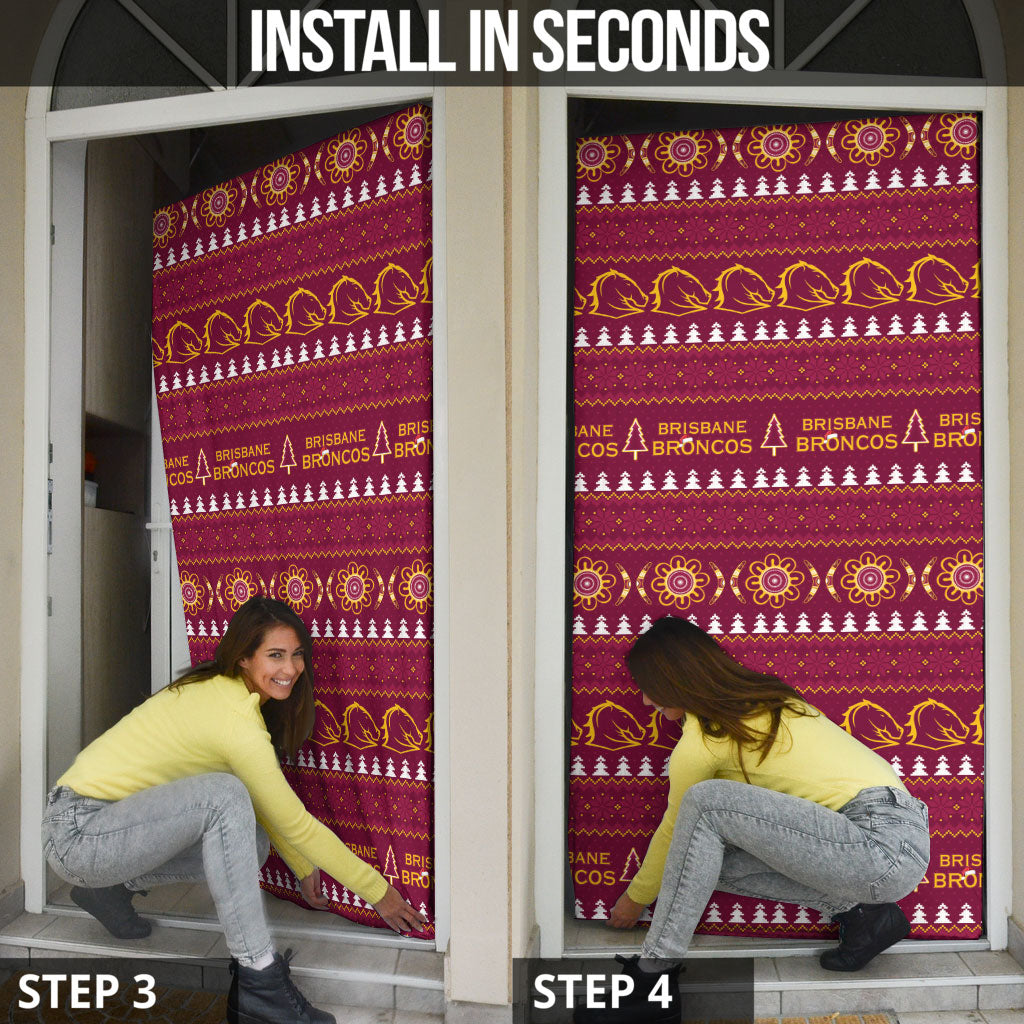 Brisbane Broncos Rugby Christmas Door Cover Aboriginal Seamless Cardigan Inspired