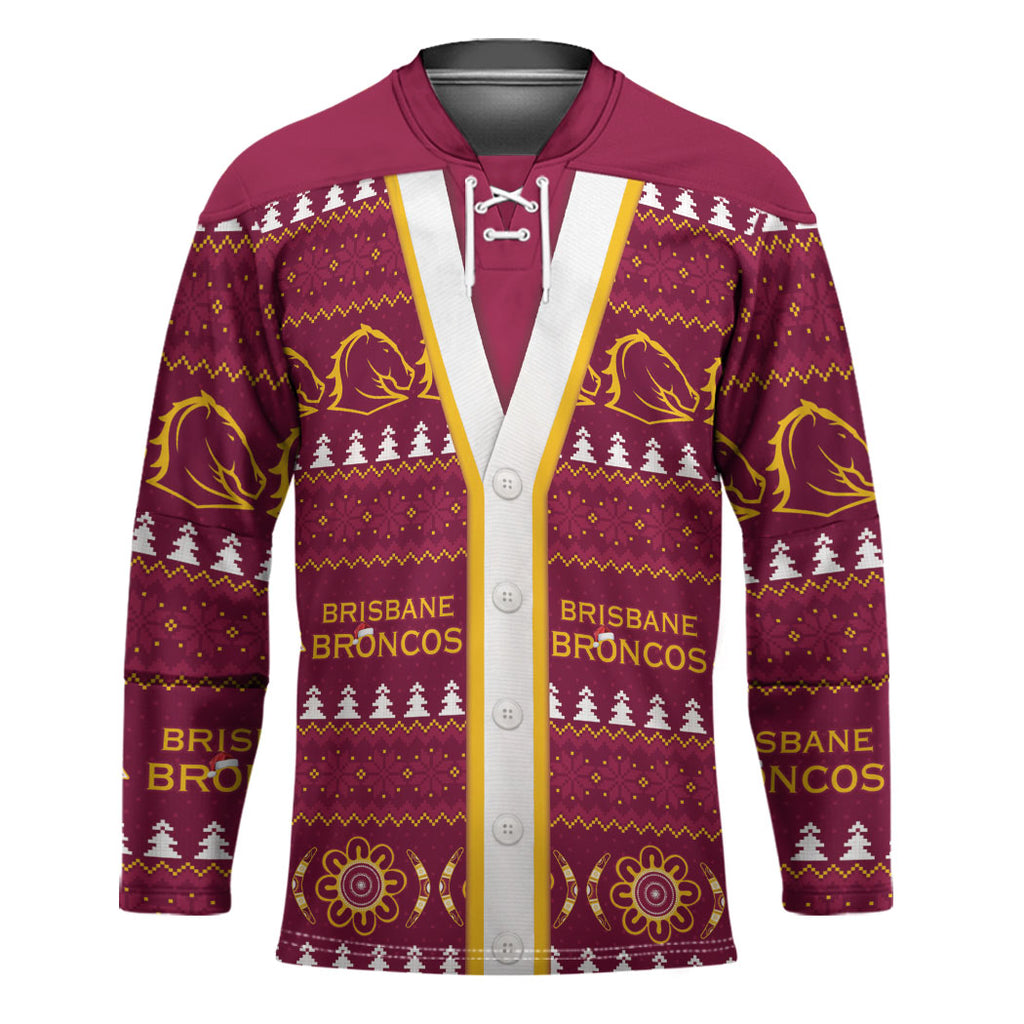 Brisbane Broncos Rugby Christmas Hockey Jersey Aboriginal Seamless Cardigan Inspired
