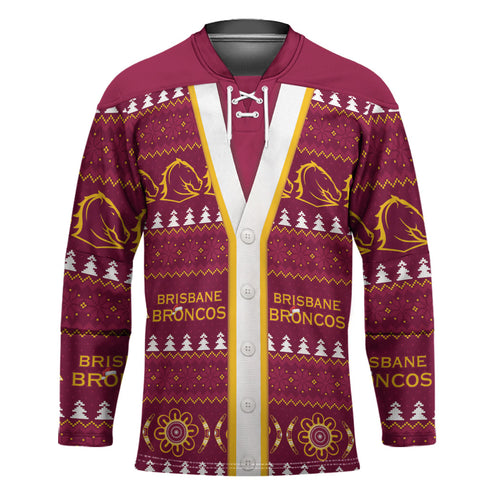 Brisbane Broncos Rugby Christmas Hockey Jersey Aboriginal Seamless Cardigan Inspired