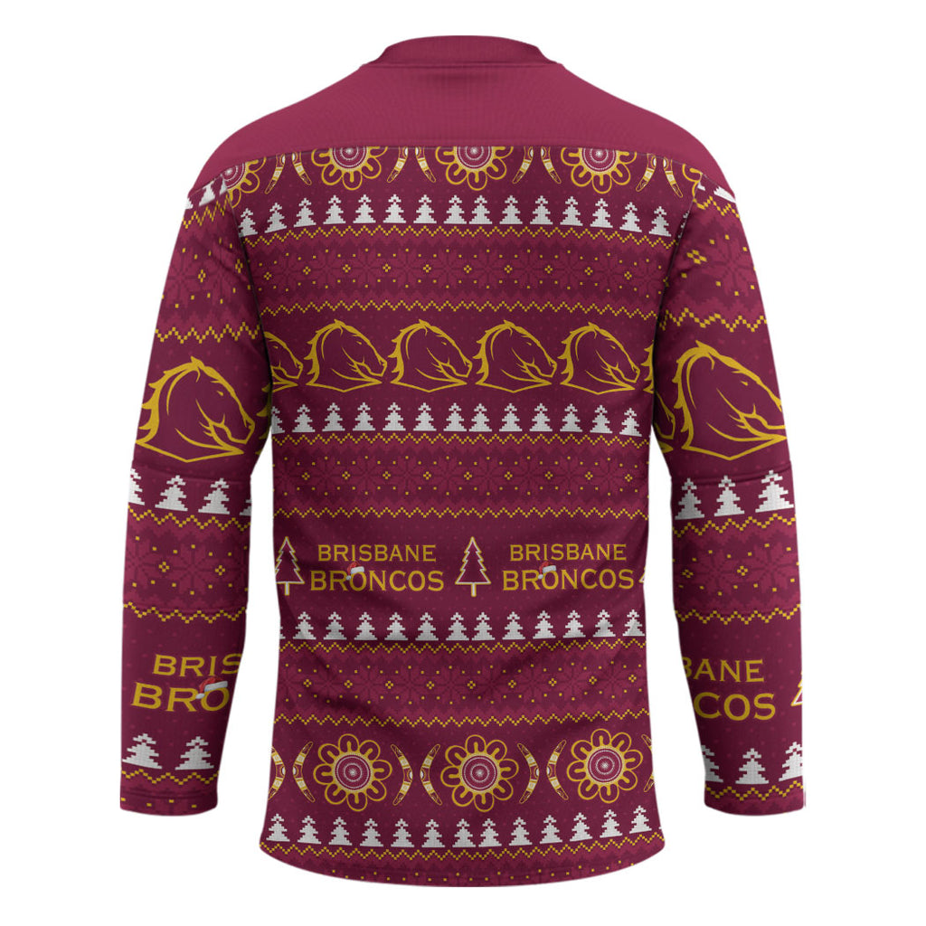 Brisbane Broncos Rugby Christmas Hockey Jersey Aboriginal Seamless Cardigan Inspired