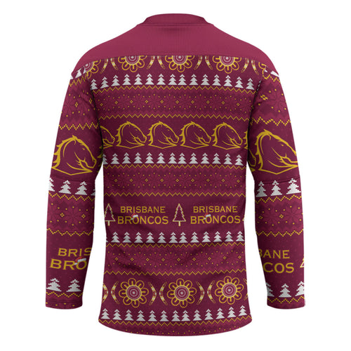 Brisbane Broncos Rugby Christmas Hockey Jersey Aboriginal Seamless Cardigan Inspired