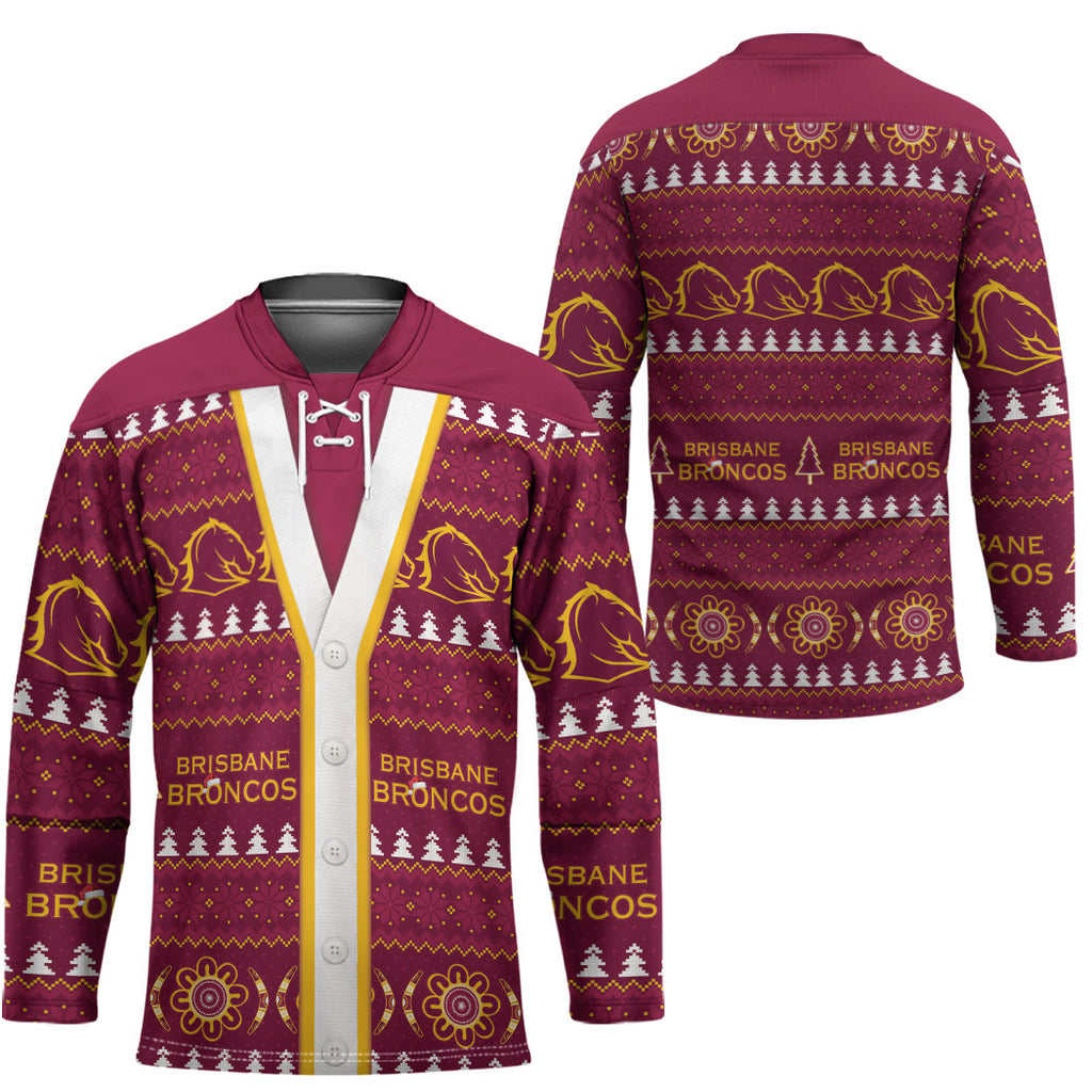 Brisbane Broncos Rugby Christmas Hockey Jersey Aboriginal Seamless Cardigan Inspired
